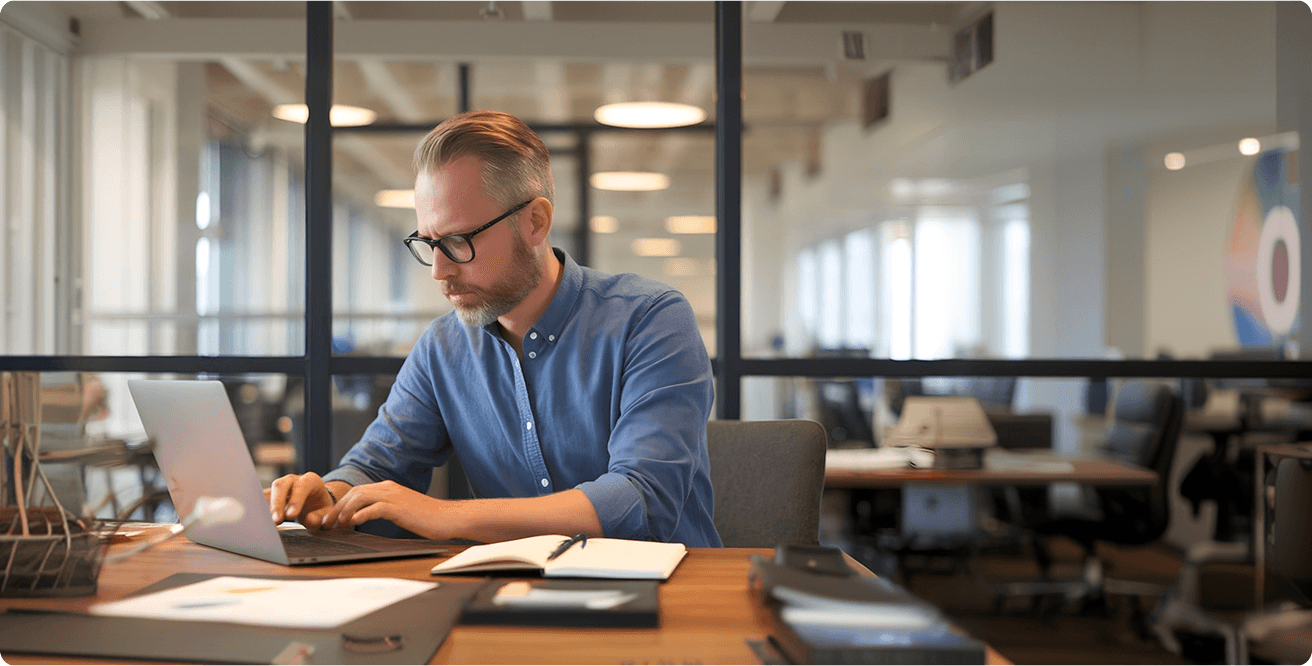 Founder working on laptop